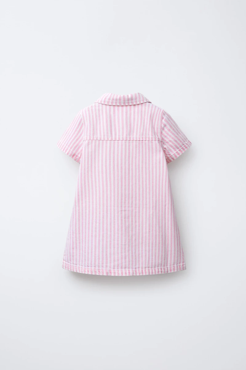 STRIPED TWILL DRESS