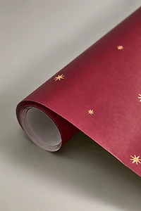 SET PAPIER CADEAU ÉTOILES NOËL ET RUBAN