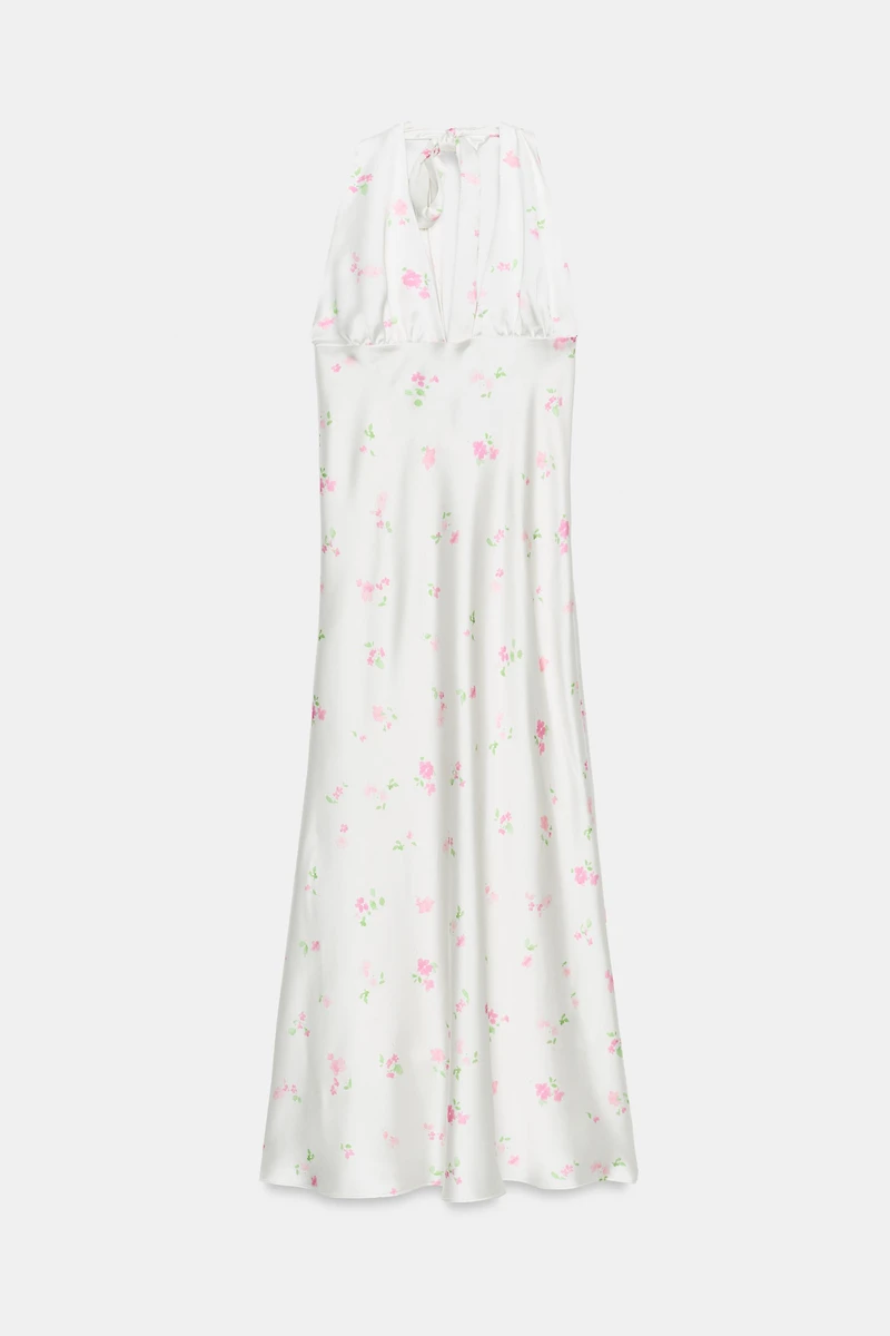 ROBE MIDI SATINÉE À FLEURS