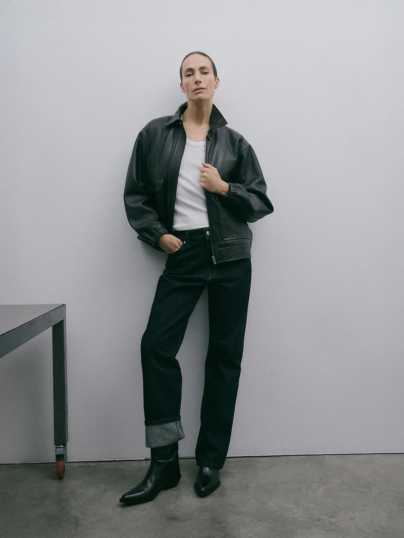 T-shirt col V en coton mercerisé