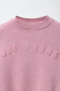 WASHED EFFECT PATCHES SWEATSHIRT