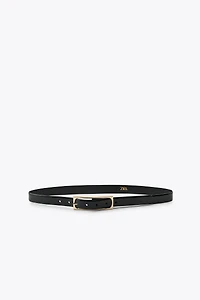 LEATHER BELT WITH RECTANGULAR BUCKLE