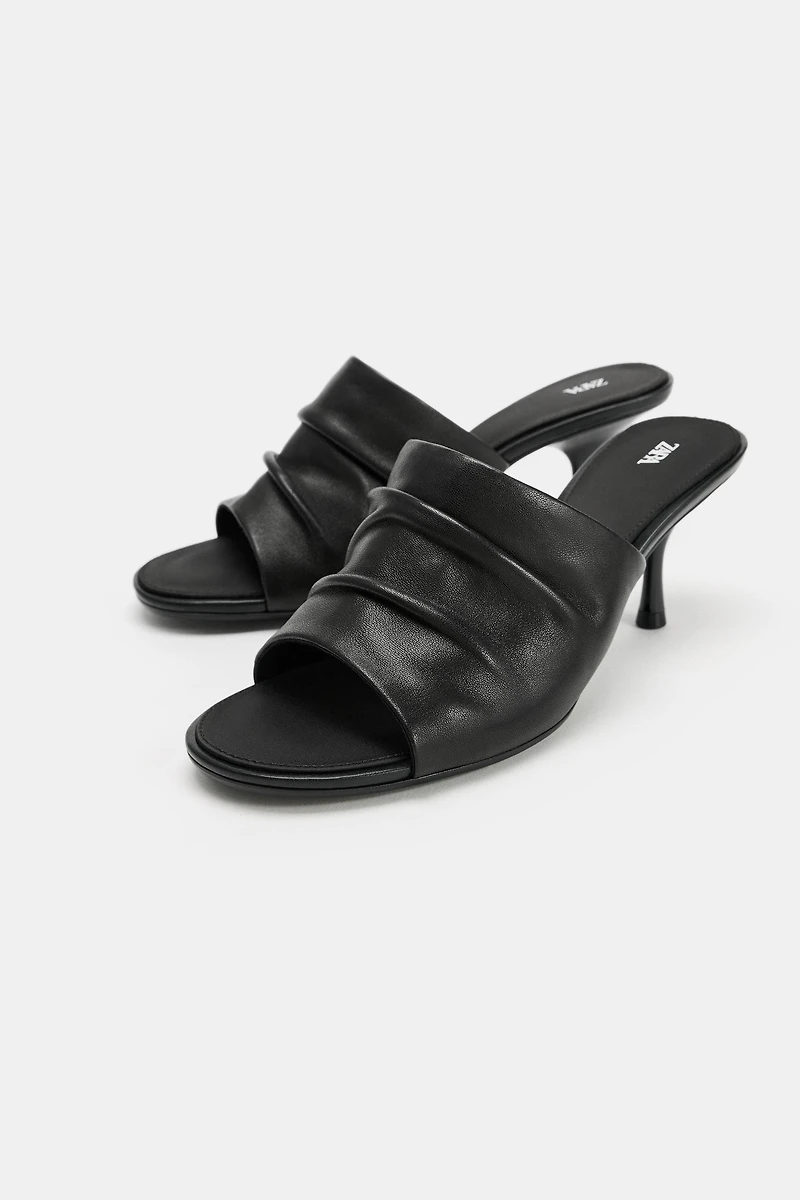 SANDALES À TALONS EN CUIR