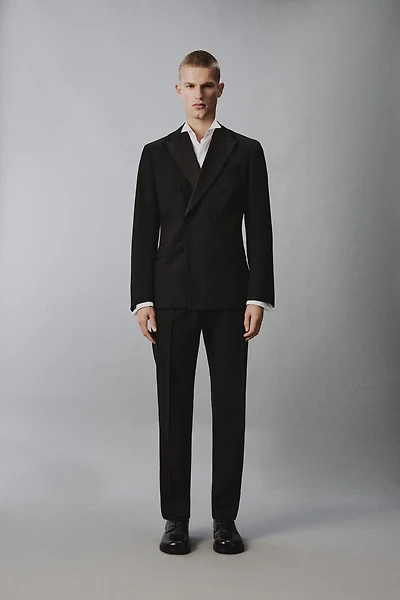 REGULAR FIT PLEATED TUXEDO PANTS