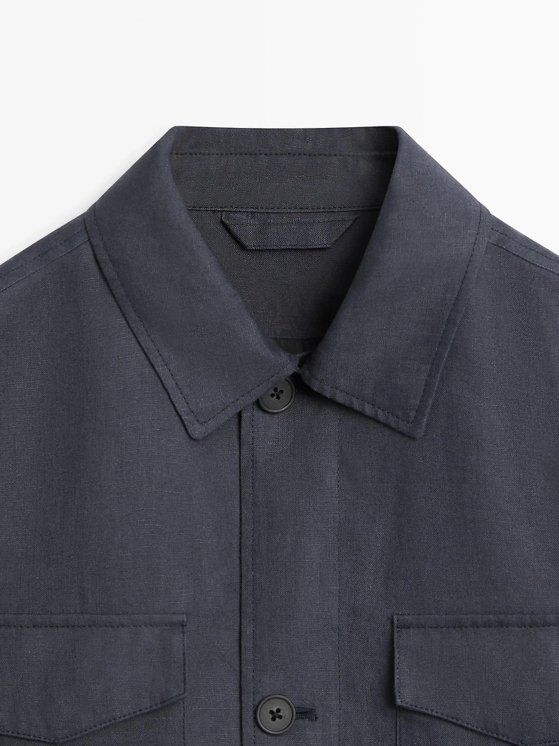Lightweight linen jacket with pockets