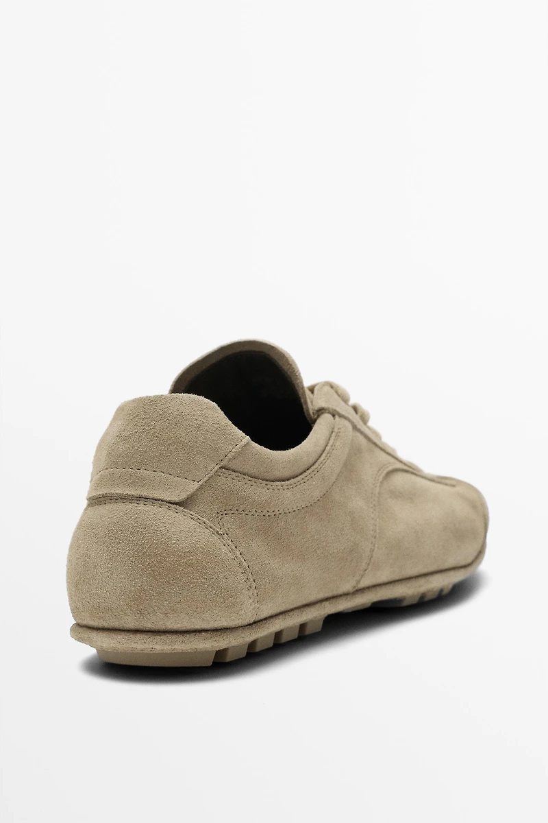 Split suede leather trainers
