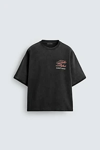 WASHED PRINTED TEXT SWEATSHIRT