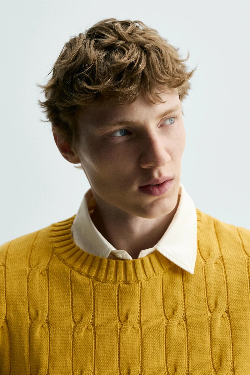 TEXTURED WOVEN COTTON JUMPER