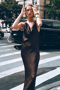 WRINKLED EFFECT SATIN MIDI DRESS