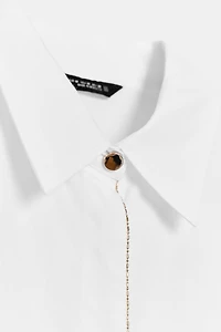 BEADED PLACKET POPLIN SHIRT