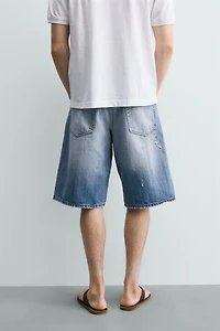 RIPPED BAGGY FIT DENIM SHORTS
