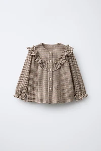 PLAID RUFFLE BLOUSE