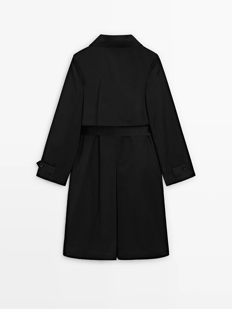 Long trench coat with inner waistcoat