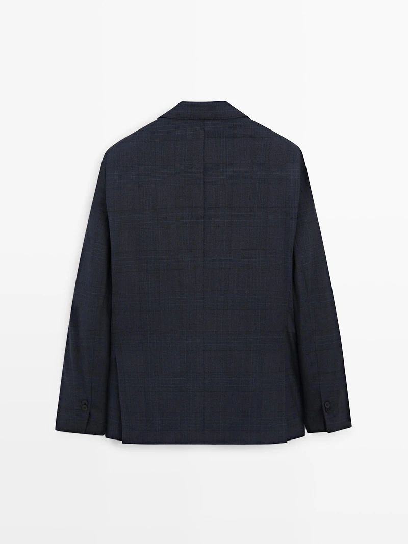 Cool wool blend check suit blazer