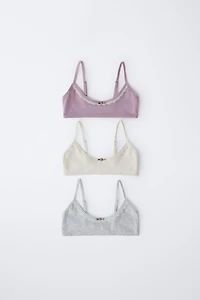 9-14 ANS/ LOT DE TROIS TOPS À DENTELLE RAPPORTÉE