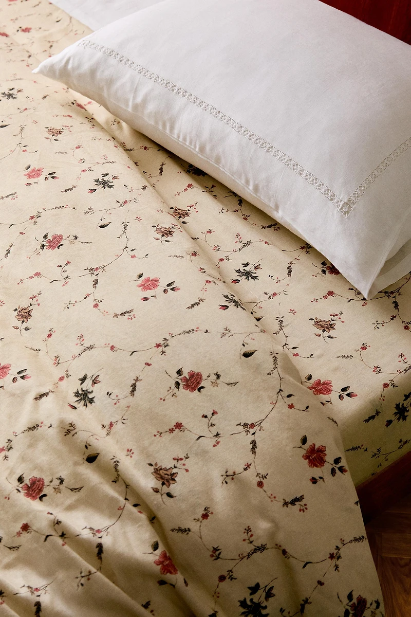 COTTON LINEN FLORAL FLAT SHEET | KATHARINE POLE