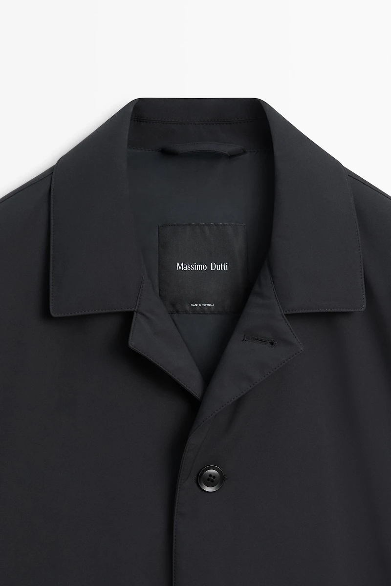 Long collar detail trench coat