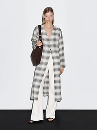 Long check tunic dress