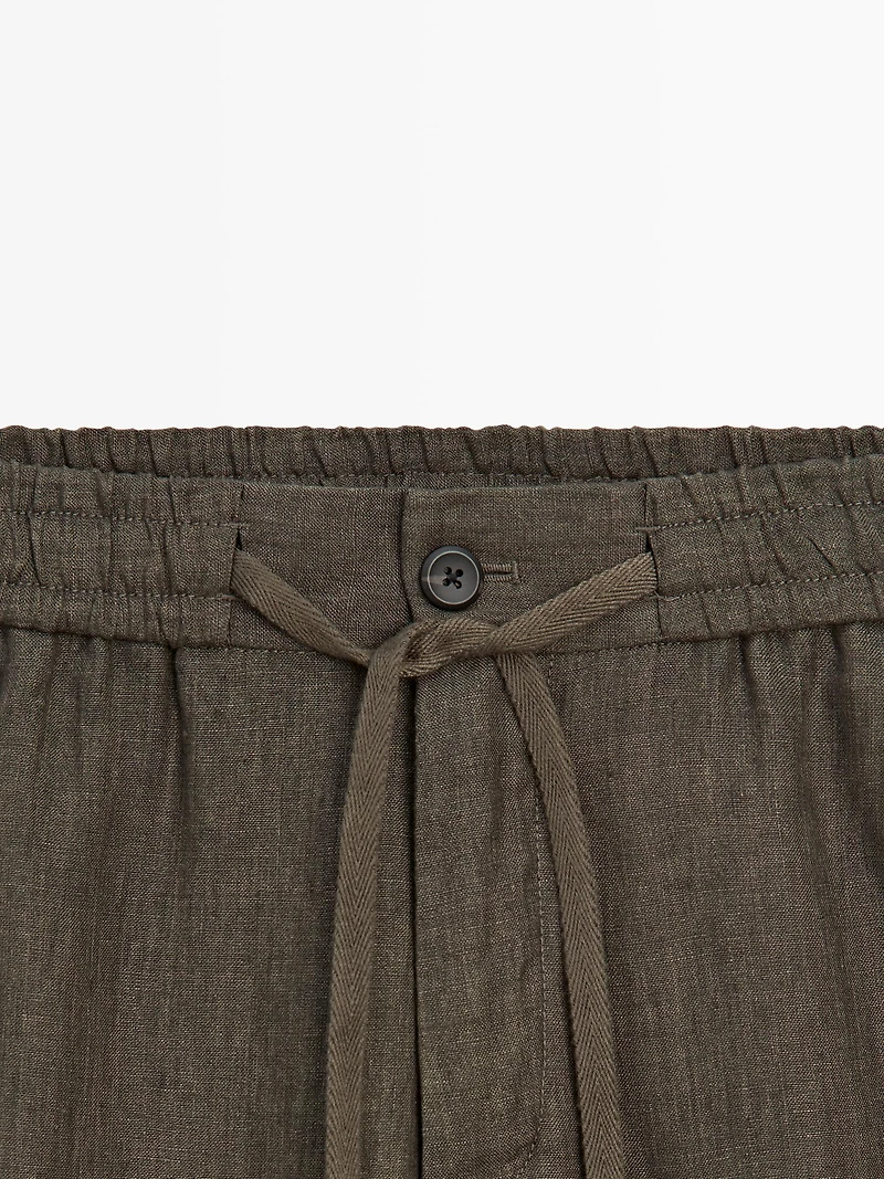 100% linen jogger fit trousers