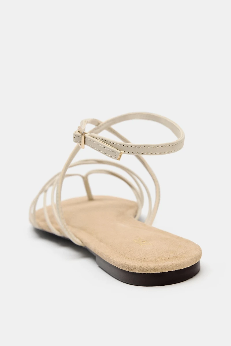 STRAPPY LEATHER FLAT SANDALS