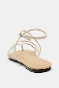 STRAPPY LEATHER FLAT SANDALS