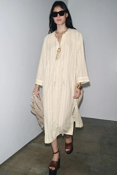 ROBE TUNIQUE RAYURES AVEC LIN ZW COLLECTION