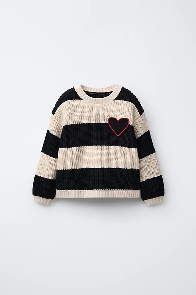 STRIPED HEART KNIT JUMPER