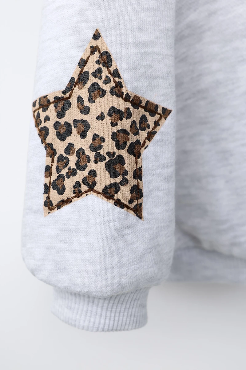 ANIMAL PRINT STAR PATCH HOODIE
