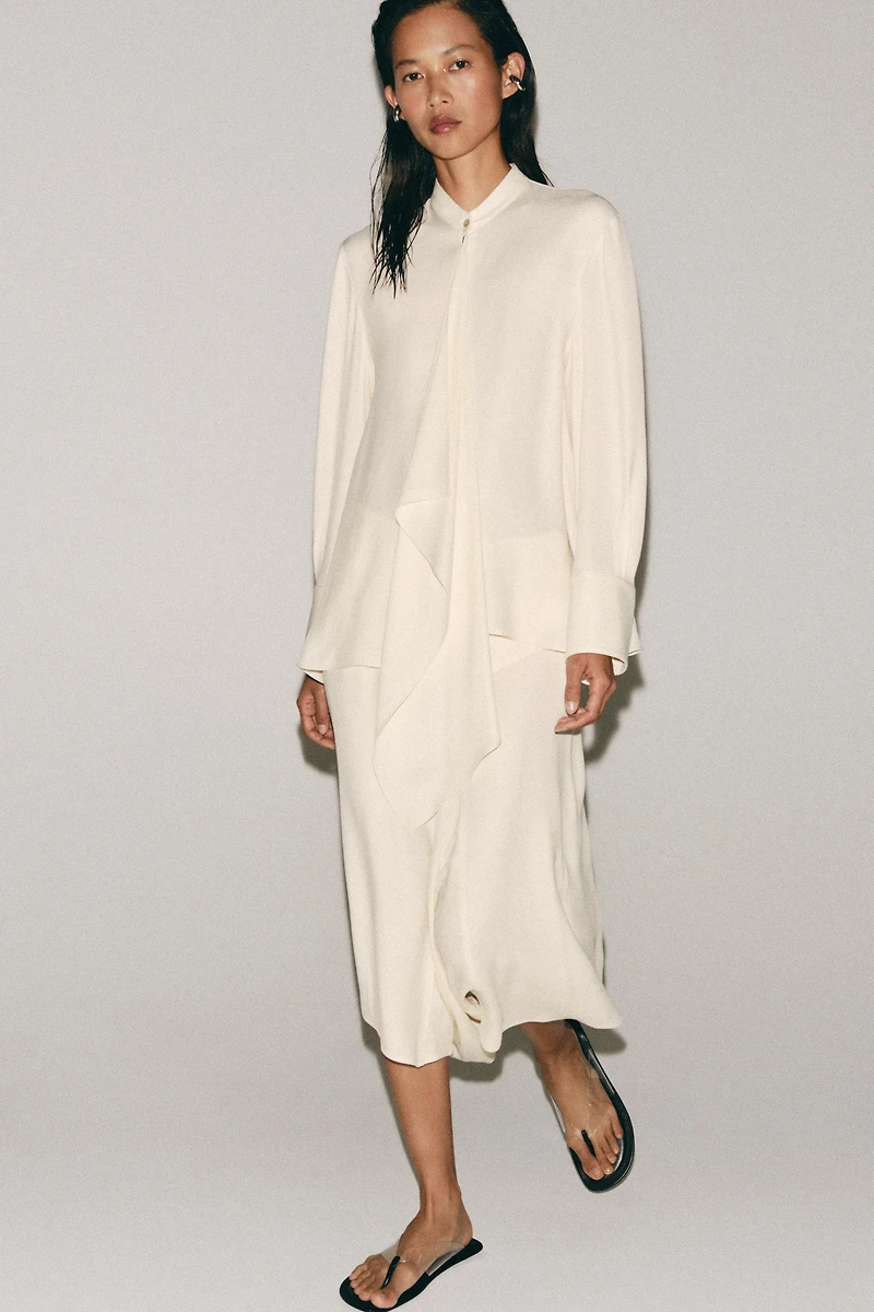 ZW COLLECTION TIED PLEATED BLOUSE