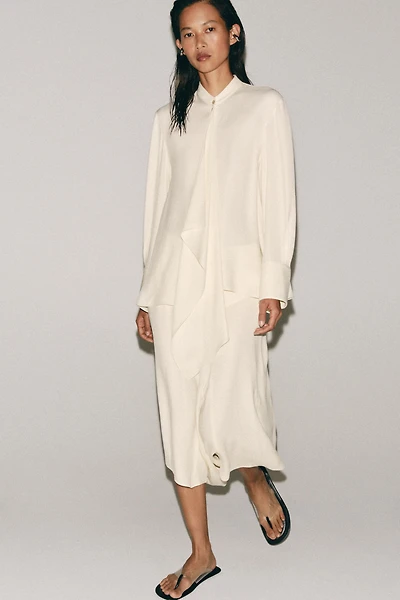 ZW COLLECTION TIED PLEATED BLOUSE