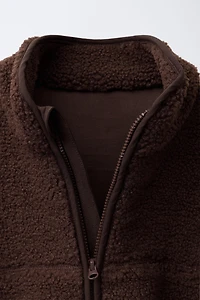 VESTE EFFET MOUTON LISERÉS