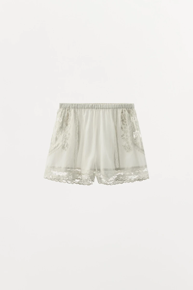 LIMITED EDITION EMBROIDERED LACE SHORTS