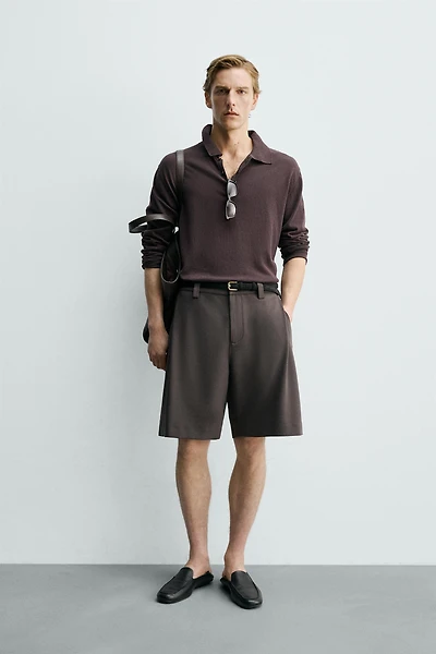 RELAXED FIT SIDE PLEAT SHORTS