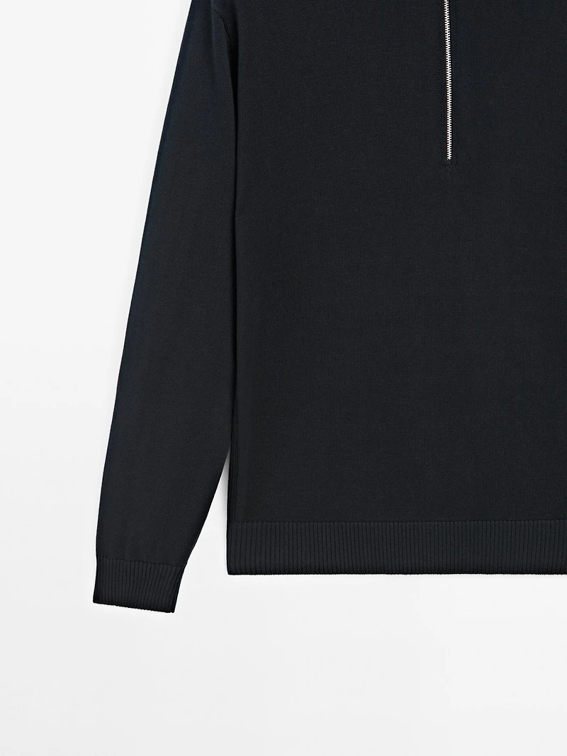 Pull en maille à col camionneur zipp