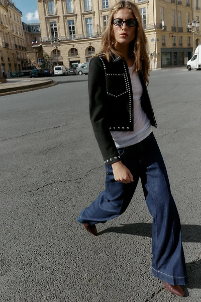 FAUX SUEDE STUDDED JACKET