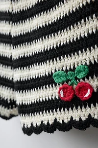 CROCHET KNIT CHERRY STRIPED SHORTS