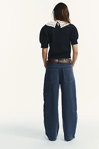 HAUT À MANCHES COURTES EN CROCHET