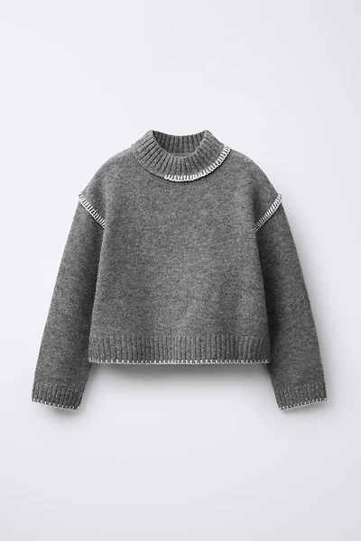 CONTRAST EMBROIDERED KNIT JUMPER