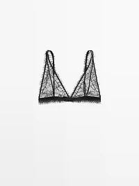 Lace bralette with frayed detail