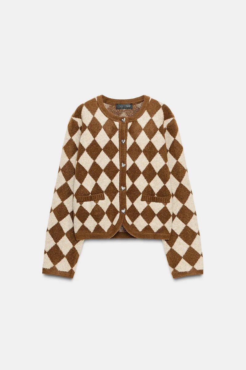 JACQUARD ARGYLE CARDIGAN