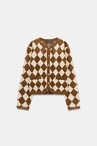 JACQUARD ARGYLE CARDIGAN