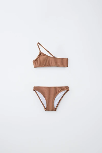 ASYMMETRICAL STRIPED SHIMMER BIKINI (6-14Y)