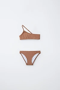 ASYMMETRICAL STRIPED SHIMMER BIKINI (6-14Y)