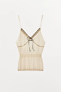CONTRAST BOW KNIT TOP