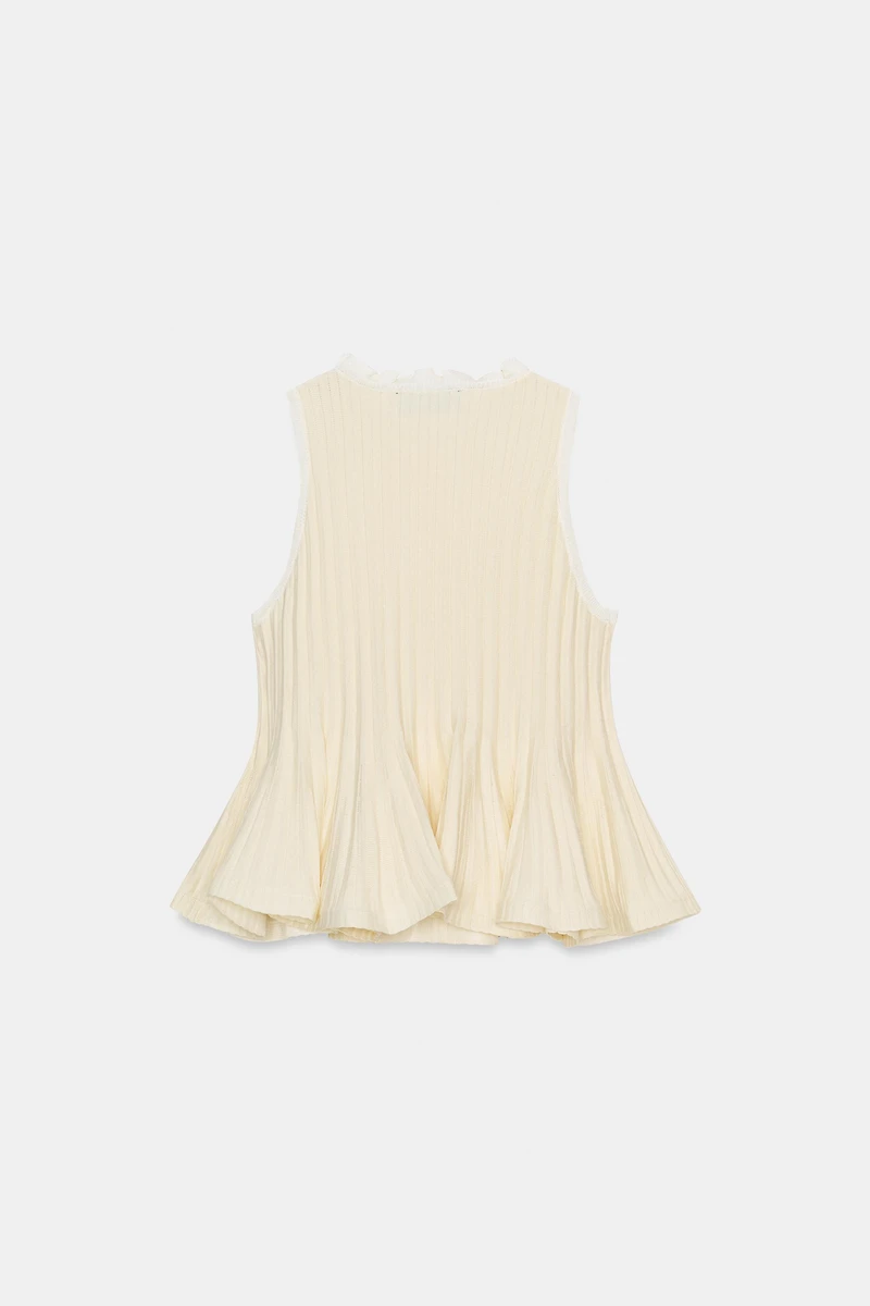 RIB KNIT PEPLUM TOP