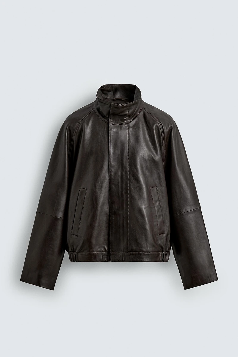 LEATHER BOMBER JACKET