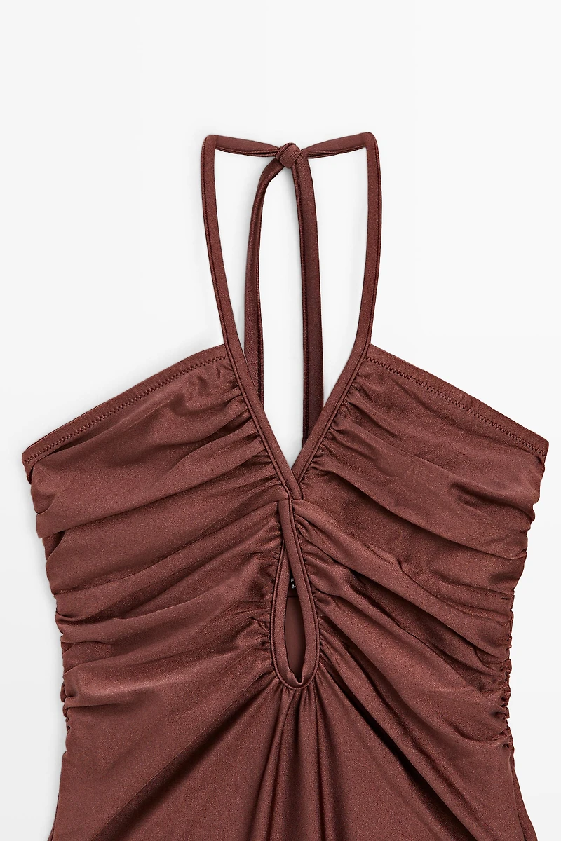 Shimmery halter swimsuit