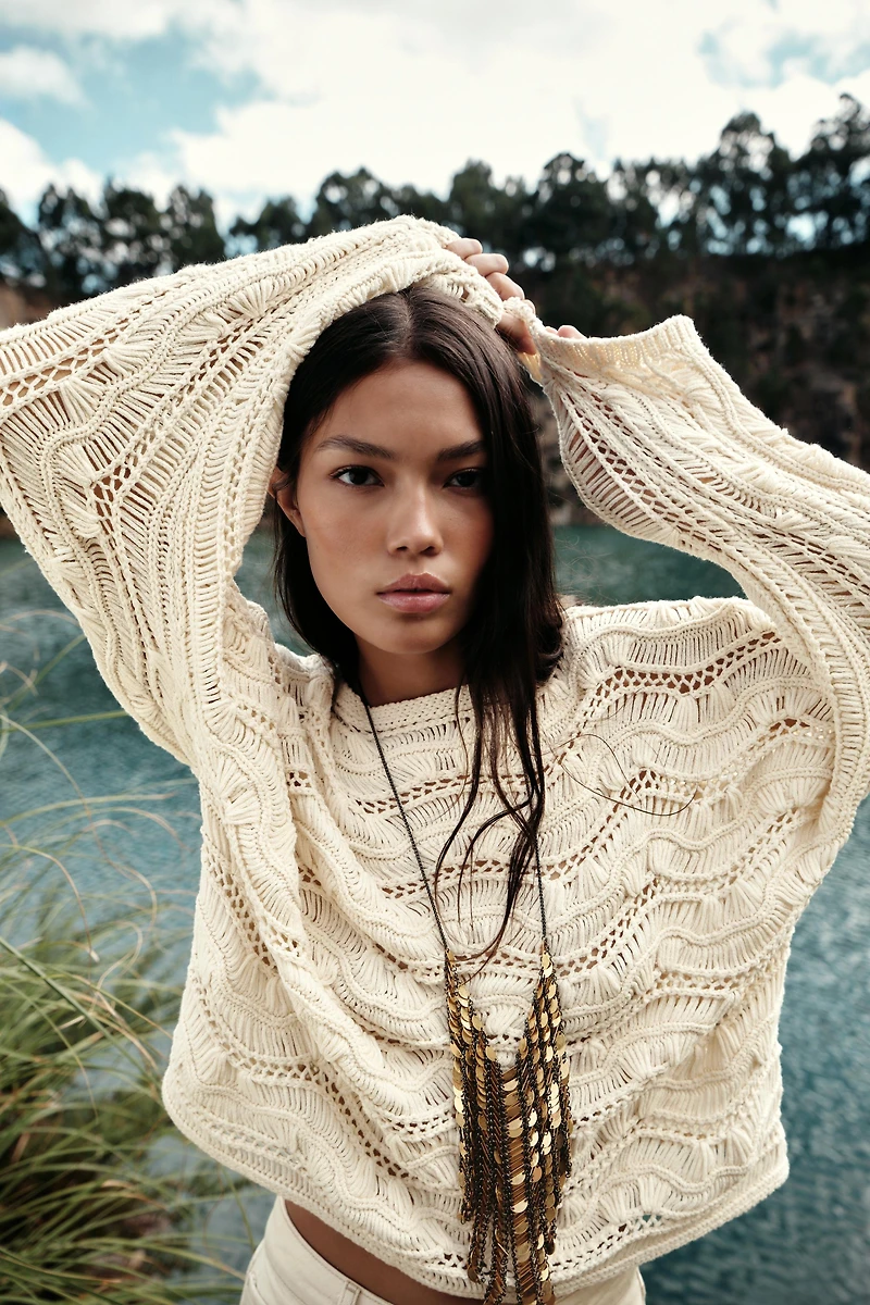 DROP NEEDLE KNIT SWEATER