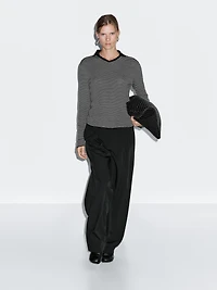 Striped long sleeve polo shirt
