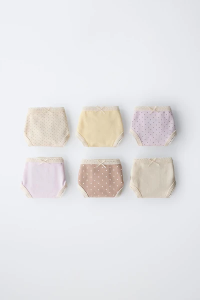 6-14 YEARS/ SIX-PACK OF POLKA DOT UNDERWEAR